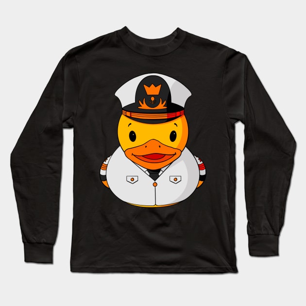 Ship Captain Rubber Duck Long Sleeve T-Shirt by Alisha Ober Designs